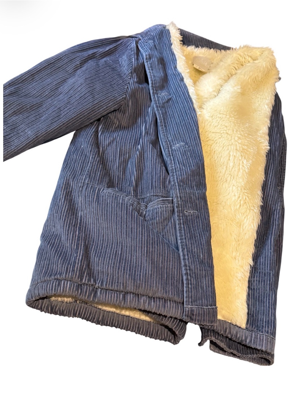 Blair Blue Corduroy Puffer Jacket with Cream Sherpa